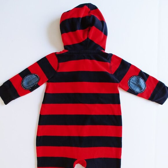 Baby Gap Rugby Striped Hooded Jumpsuit Size 12-18 Months - Picture 11 of 14